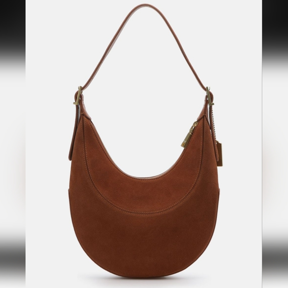NWT Moncrief London Mylah Cognac Suede Handbag - Picture 3 of 12